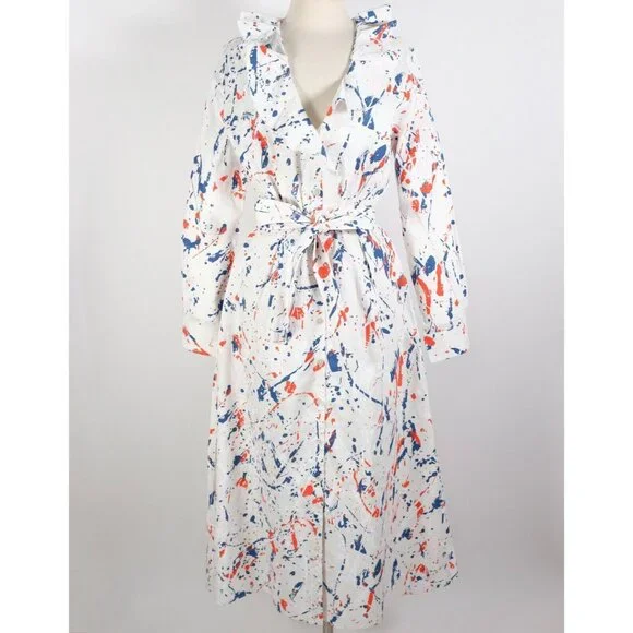 New Ralph Lauren Collection Anakin dress 10 stretch linen paint splatter $2790 - Picture 2 of 13